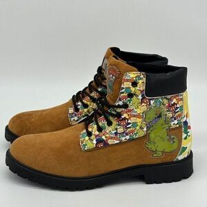 Nickelodeon Rugrats‎ Boots Mens 11 Brown Reptar Faux Suede Lace Up Comfort NEW